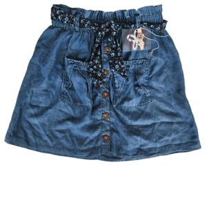 Matilda Jane Skirt Girls 12 Chambray Blue  Tie  Belt Button Front Denim Like - Picture 1 of 5