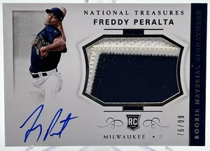 Freddy Peralta 2018 Panini National Treasures Rookie Patch Auto RPA /99 BREWERS - Bild 1 von 2