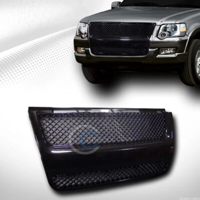 For 07-10 Ford Explorer Sport Trac Glossy Blk Mesh Front Bumper Grill Grille ABS - Image 1 of 2