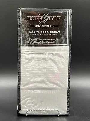 Estilo Hotel Algodón Egipcio-1000 Hilos-Reina-2 Fundas de Almohada Plata Suave Foto 1 de 3