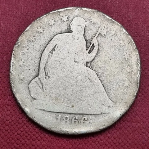 1866 S Seated Liberty Half Dollar 50c Circulated #42638 Cover
