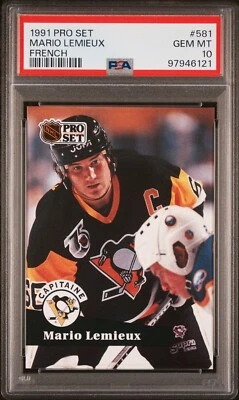 1991 PRO SET FRENCH MARIO LEMIEUX #581 PSA 10 GEM MINT HOF - Image 1 of 2