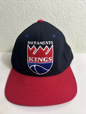 vtg mitchell and ness 7 3/4 Fitted Baseball Hat Sacramento Kings Black Red Hole - Image 1 of 4