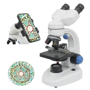 40X-2000X Binocular Biológico Microscopio LED Lámpara Clip Teléfono Experimento Estudiantil - Imagen 1 de 8