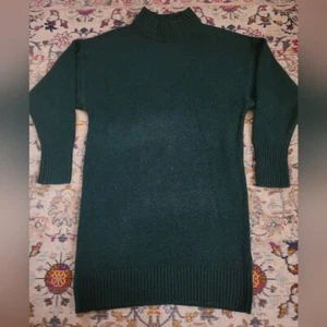 EXPRESS Women's Green Knit Pullover Long Sleeve Cowl Winter Sweater Dress Medium - Picture 1 of 10