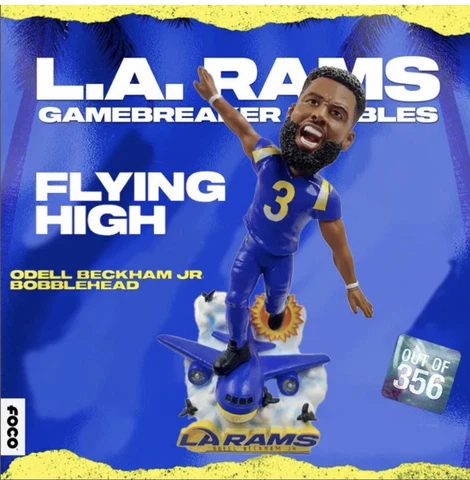Odell Beckham Jr Los Angeles Rams Flying High Bobblehead NIB - Ltd Ed 356 Cover