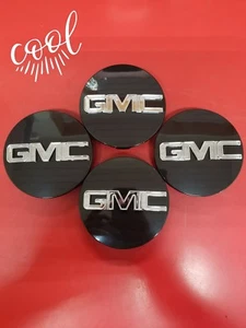 4 Center Caps For GMC Black Sierra Yukon XL Denali Hub Cap 83mm 3.25" 9595891 - Picture 1 of 2