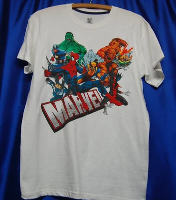 Marvel Heroes T Shirt  Size 100% Cotton 16 - 18 X - LARGE Fruit Of The Loom - Image 1 of 2