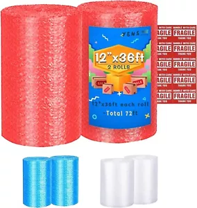 Yens Cushioning Rolls Red 576 ft 3/16" AIR Bubble 72 ft 8 Set with Stickers - Picture 1 of 1