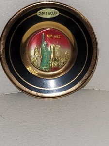 Vintage Art Of Chokin New York City 3" Souvenir Teller 24K Gold - Bild 1 von 4