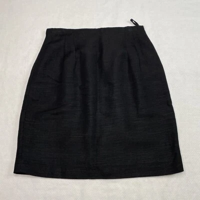 Giorgio Sant'Angelo Womens Skirt sz 10 Black Pleated A Line Linen Blend Vintage - Изображение 1 из 4