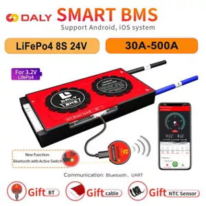 Daly BMS Lifepo4 8S 24V 30A-500A Common Port with Balance +Bluetooth Module lot - Picture 1 of 37