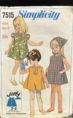 Simplicity 7515 Size 5 Dress & Scarf Sewing Pattern - Image 1 of 2