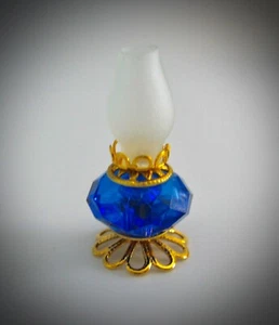 dollhouse doll house miniature ELECTRIC VICTORIAN TABLE OIL LAMP DEEP BLUE 12 VT - Picture 1 of 1