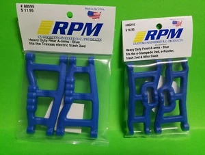 RPM 80245 Front & 80595 Rear Blue A-Arms 1/10 Traxxas Slash 2wd VXL XL-5 Raptor - Picture 1 of 1