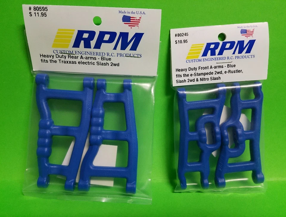 RPM 80245 Front & 80595 Rear Blue A-Arms 1/10 Traxxas Slash 2wd VXL XL-5 Raptor - Image 1 of 1