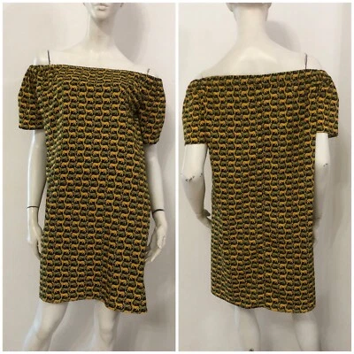 GAS black dress dress pattern cheetahs yellow leopards size XS - Image 1 of 4
