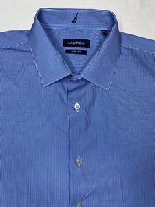 Nautica Button Shirt Men’s Large Blue Long Sleeve - Picture 1 of 7