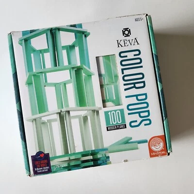 KEVA PLANKS Teal Maple Learn Stack Build Brain Toy 2013 Mindware Precision Green - Image 1 of 4