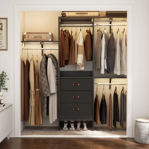 5FT Walk In Closet Organizer Closet System Clothing Rack with 3 Fabric Drawers - Picture 1 of 29