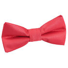Boys Bow Tie Woven Plain Solid Check Adjustable Wedding Pre-Tied Bowtie by DQT