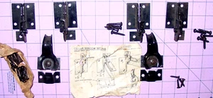 Vintage Transom Cellar Sash Window Hinges Latch Catch Hardware Set Black USA NOS - Picture 1 of 21
