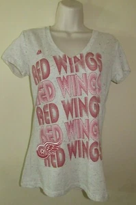 Womens Medium Detroit Red Wings Shirt V Neck Rainbow Specks NHL Majestic Top Tee - Picture 1 of 7
