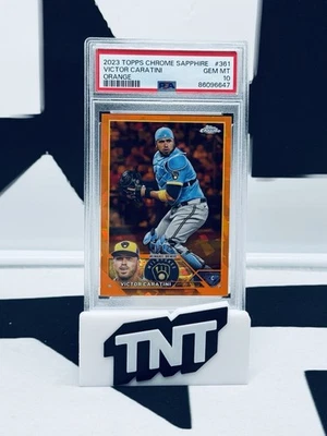 Victor Caratini 2023 Topps Chrome Sapphire #361 Orange /25 PSA 10 - Image 1 of 4