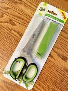 BALL 5-Blade Kitchen Herb Scissors/Shears Stainless Steel With Green Blade Cover - Picture 1 of 5
