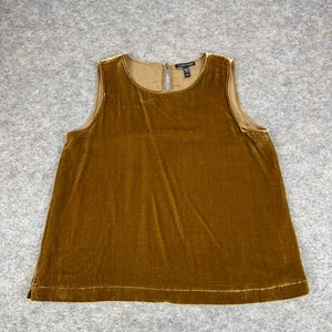 Eileen Fisher Velvet Tank Viscose Silk Gold Womens XS - Picture 1 of 7