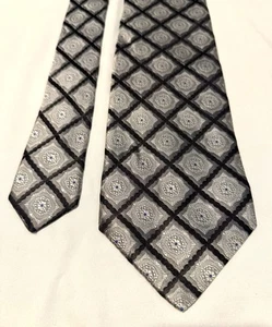 Stefano Ricci Jacquard Silk Tie Geometric Floral Check Silver Black 63 X 4 Italy - Picture 1 of 4