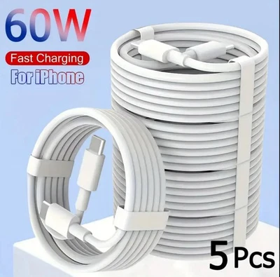 5x USB-C to USB-C Charger Cable 1M Fast Charging Lead For Samsung Galaxy Android - Image 1 of 3