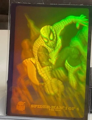 1994 MARVEL UNIVERSE #1 SPIDER-MAN HOLOGRAM GREEN INSERT CARD RARE - Image 1 of 3