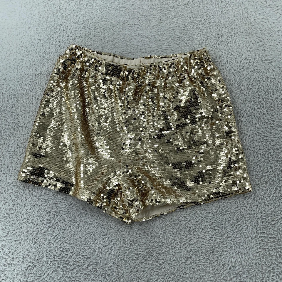 Pantalones Cortos Sinceramente Jules Lentejuelas Doradas Para Mujer Grandes Forrados Cintura Elástica Fiesta Glamour Foto 1 de 4