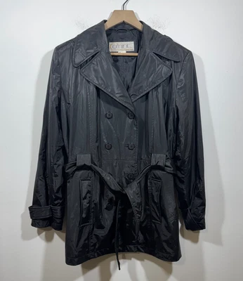 Abrigo de lluvia para mujer años 90 negro vinilo tenca talla M grunge Cyber Goth Foto 1 de 4