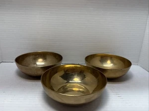 3 Vintage handgeschmiedete Yogi Bangjja Bronzegeschirr Suppenschalen Korea - Bild 1 von 12