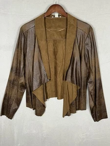 Cárdigan Top para Mujer Talla XL Color Marrón Rústico Frente Abierto Cuero Sintético - Imagen 1 de 13