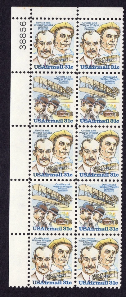 Scott #c92a (c91) Wright Brothers AirMail Plate Block of 10 Stamps - MNH P#38856 - Image 1 of 1