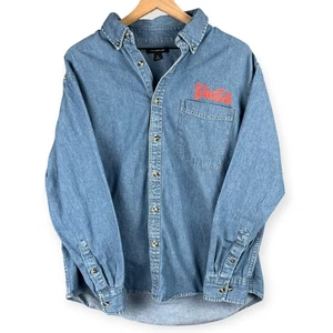 Port Authority Fiesta Graphic Denim Button Up Shirt Men’s L Long Sleeve Cowboy - Picture 1 of 7