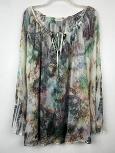 CJ Banks Top Womens 2X Floral Long Sleeve Shirt Boho Hippie Peasant Festival - Picture 1 of 12