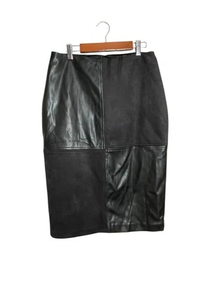 Ivanka Trump Patchwork Skirt Black Women’s Size 4 Faux Leather Suede - Image 1 of 4