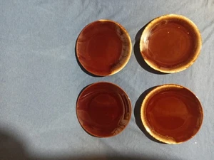 Vintage McCoy Brown Drip Glaze Dessert Plates Made in USA 6" wide- Set of 4 - Picture 1 of 4
