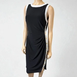 Lauren Ralph Lauren Kleid 12 Schwarz Weiß Gold Knöpfe Essentials Colonial - Bild 1 von 9