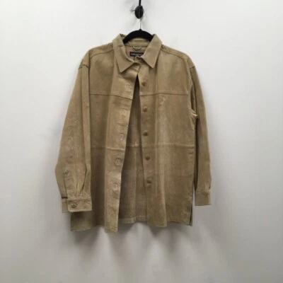 Savannah Womens Shirt Jacket Beige Buttons Lined Collar Long Sleeve Leather M - Image 1 of 4