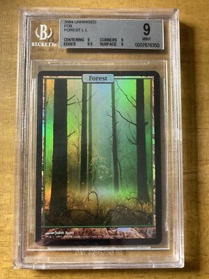 MTG✨FOREST (Full Art) FOIL✨Unhinged BGS Quad 9’s+ MINT LAND 2004 Avon LOW POP ! - Image 1 of 2