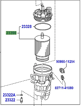 Filtro de combustible diésel genuino Toyota Rav4 2012-2019 23390-53021 Foto 1 de 1