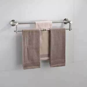 Portasciugamani girevole bagno nichel spazzolato ripiano portaoggetti 2 strati accessori - Foto 1 di 10