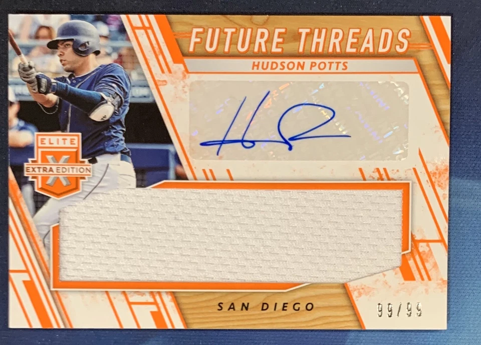 2019 Hudson Potts Panini Elite Extra Edition Future Threads Auto 99/99 - Image 1 of 1