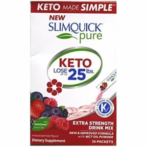 SlimQuick KETO Extra Strength Drink Mix, Mixed Berry, 26 Count.. - Picture 1 of 2