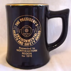 Tazza da caffè vintage Western Electric President's Health safety award nera 1972 - Foto 1 di 3